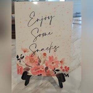 Floral Snack Sign - Pink and Black